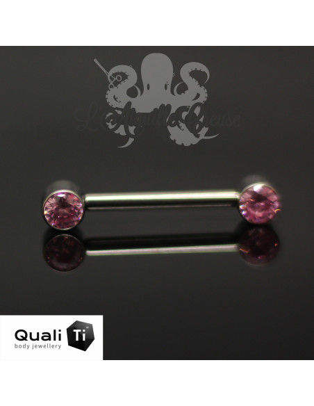 Bijou de téton QualiTi en titane & Zircons colorés - Threadless