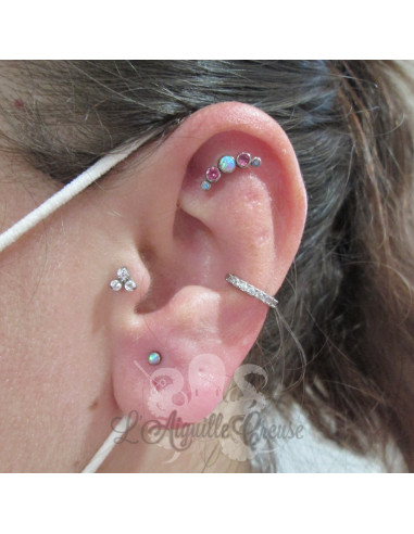 Cluster de zircons et opales synthétiques en titane - pour 1.2 mm