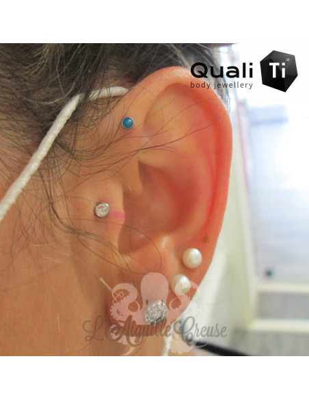 Accessoire QualiTi en zircon bleu des caraïbes et titane - pour 1.2 mm