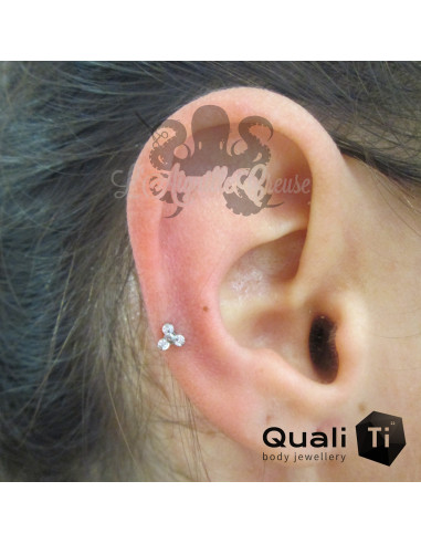Accessoire QualiTi en titane & Mini trio de zircons - pour 1.2 mm