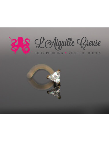 Stud Or jaune 14K & zircon triangulaire