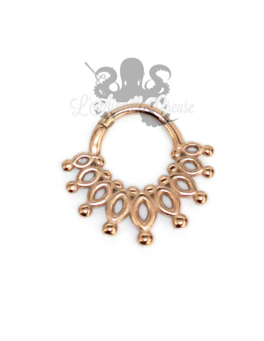 Anneau segmenté éthnique pvd or rose, ouverture facile