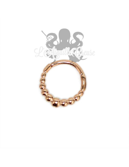 Anneau segmenté éthnique pvd or rose, ouverture facile