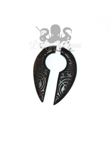 Boucle d'oreille Keyhole en bois sculptée