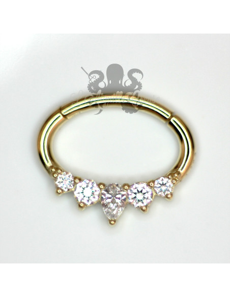 Anneau articulé en or jaune 18 carats & Swarovski