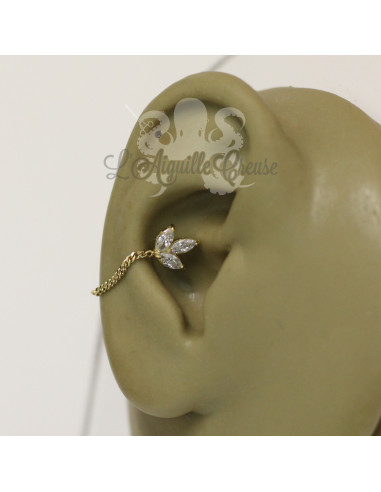 Accessoire en or jaune 18 carats orné d'un cristal Swarovski Threadless