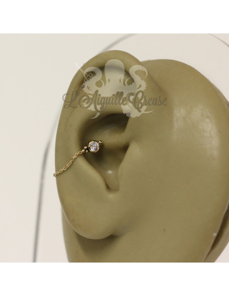 Accessoire en or jaune 18 carats orné d'un cristal Swarovski Threadless