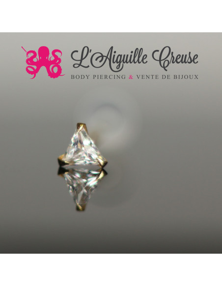 Zircon triangulaire en or jaune 14k 