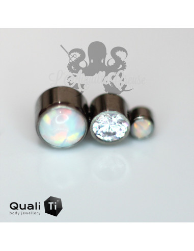 Accessoire QualiTi en titane, 3 zircons & opales synthétiques CURVE- pour 1.2 mm