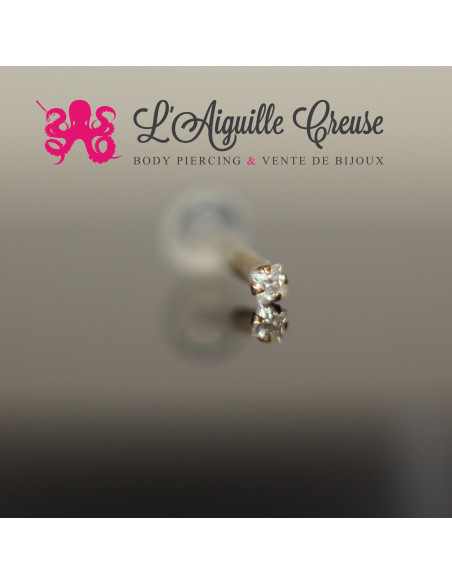 Zircon carré en or jaune 14k 