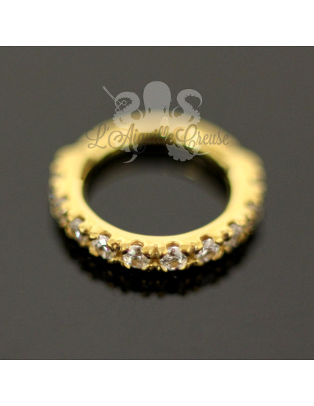 Anneau segmenté pvd or 24 carats orné de cristaux swarovski, ouverture facile