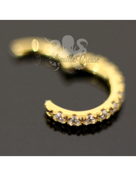 Anneau segmenté pvd or 24 carats orné de cristaux swarovski, ouverture facile