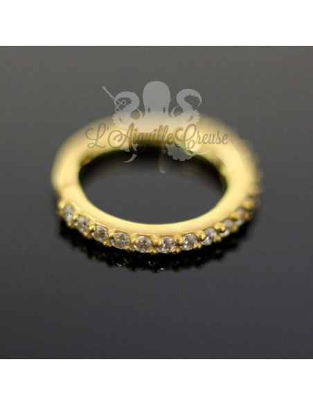 Anneau segmenté pvd or 24 carats orné de cristaux swarovski, ouverture facile