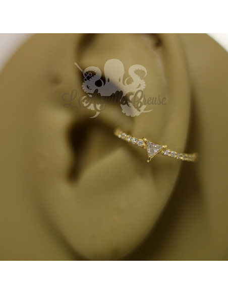 Anneau articulé en or jaune 18 carats & Swarovski