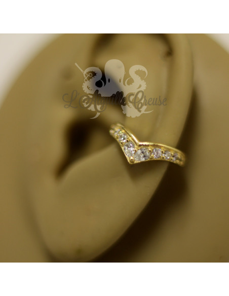 Anneau articulé en or jaune 18 carats & Swarovski