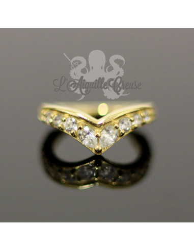 Anneau articulé en or jaune 18 carats & Swarovski