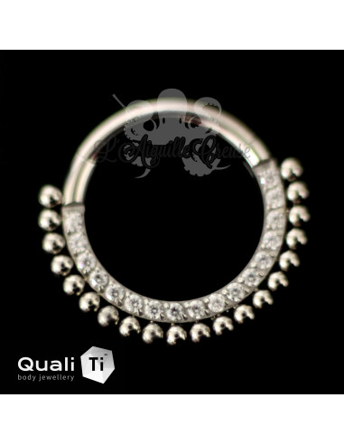 Anneau segmenté en titane QualiTi et zircons, ouverture facile