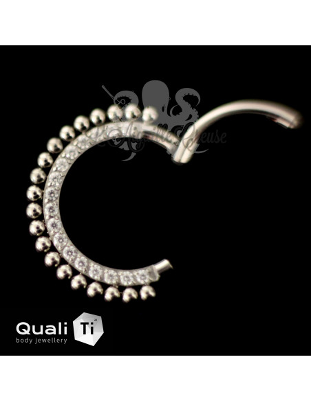 Anneau segmenté en titane QualiTi et zircons, ouverture facile