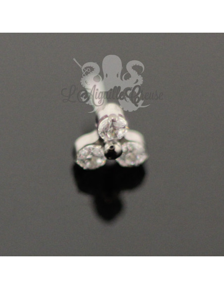 Accessoire en titane orné de trois cristaux Swarovski Threadless