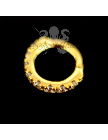 Anneau segmenté pvd or 24 carats orné de cristaux swarovski, ouverture facile