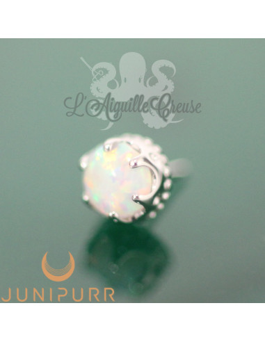 Couronne et opale synthétique en or blanc 14 carats Threadless Junipurr