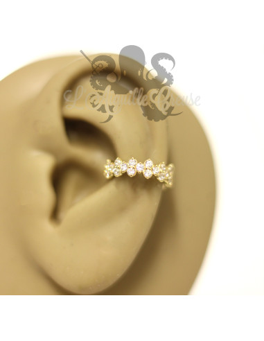 Anneau articulé en or jaune 18 carats & Swarovski