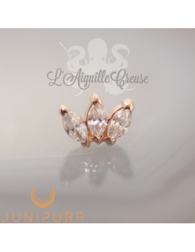 Triple marquise & cristaux Swarovski griffé d'or rose 14 carats Threadless Junipurr