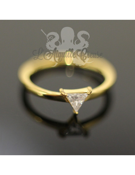 Anneau segmenté pvd or 24 carats orné de cristal swarovski, ouverture facile