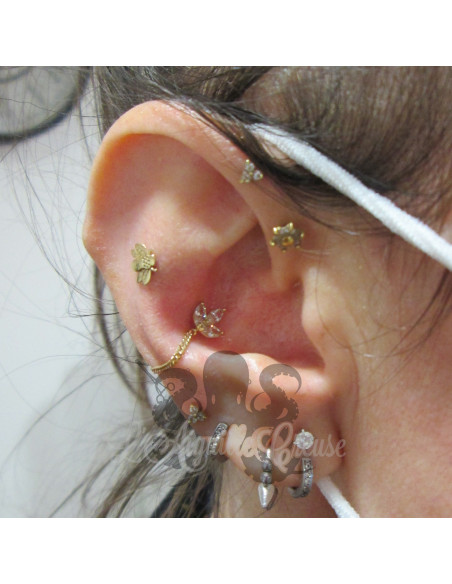 Accessoire en or jaune 18 carats orné d'un cristal Swarovski Threadless