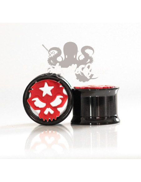Plug crâne en acier 316L pvd noir et rouge