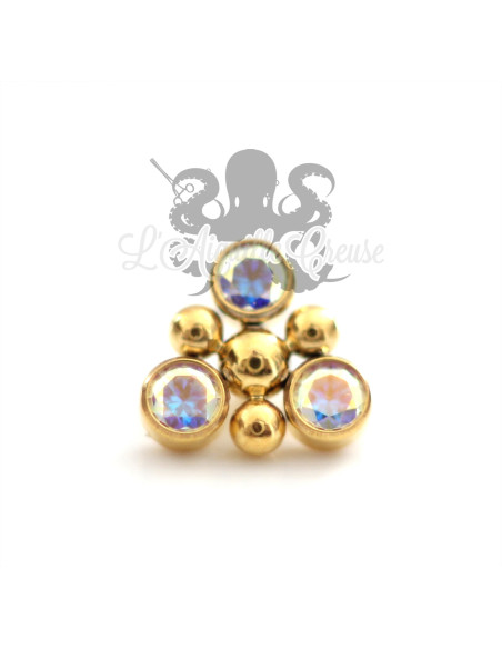 Cristal Swarovski & titane pvd or pour 1 ou 1.2 mm