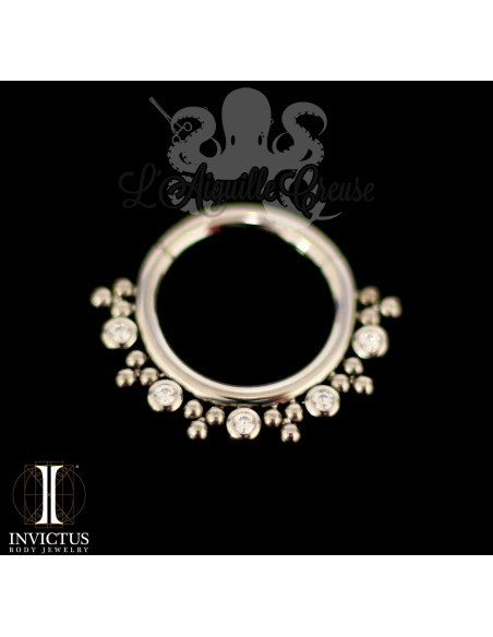 Anneau segmenté en titane Invictus, zircons premiums, ouverture facile