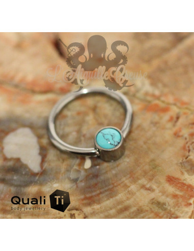 Anneau titane & turquoise synthétique QualiTi