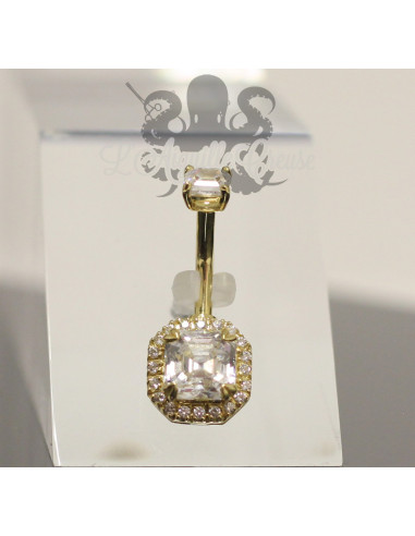 Bijou de nombril en Or  jaune 18 carats et zircons premium