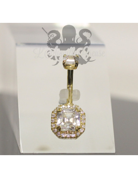 Bijou de nombril en Or  jaune 18 carats et zircons premium