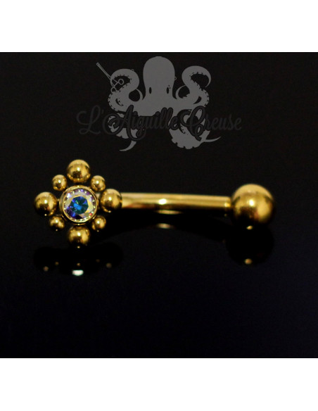 Banane en titane pvd or ornée d'un zircon - pas de vis interne