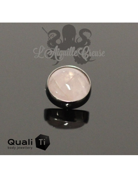 Cabochon de Quartz rose QualiTi en titane - pour 1.6 mm