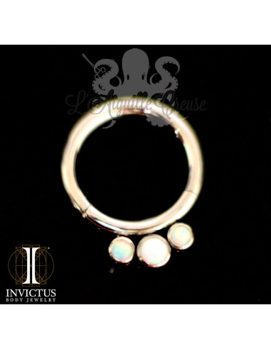 Anneau segmenté en titane Invictus, opales synthétiques, ouverture facile