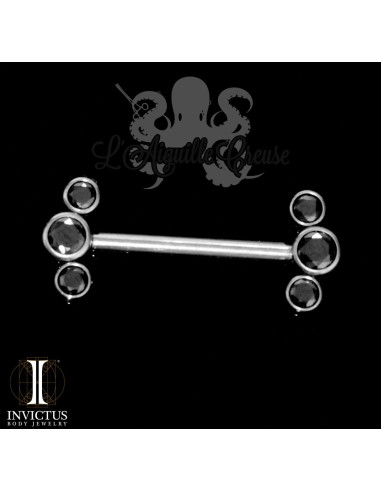 Bijou de téton Invictus en titane & Zircons - Threadless