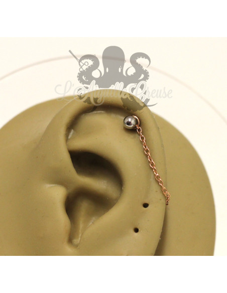 Charm chainette pvd rose gold pour lier deux piercings