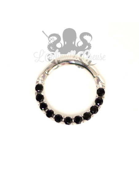 Anneau articulé en or blanc 18 carats & zircons premiums