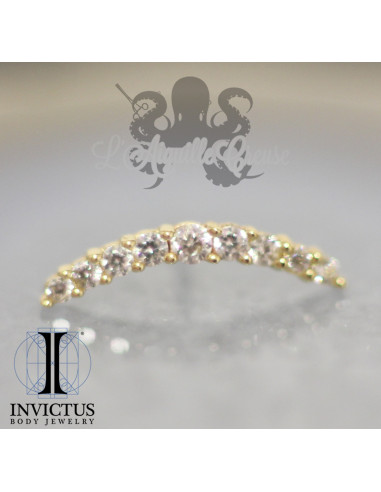 Barre curve en or 14 carats et zircons premium Threadless - Invictus