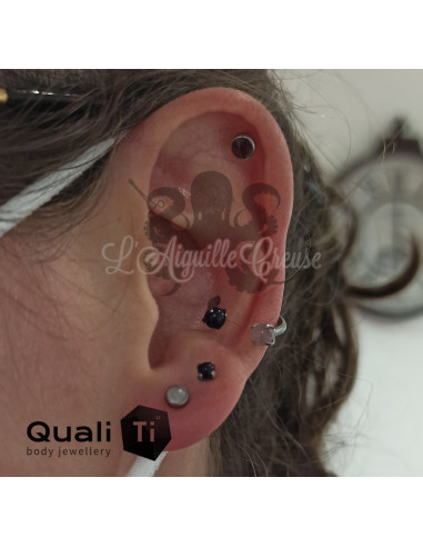 Cabochon de Quartz rose QualiTi en titane - pour 1.2 mm