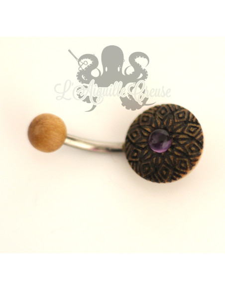 Bijou de nombril en Bois et pierre fine