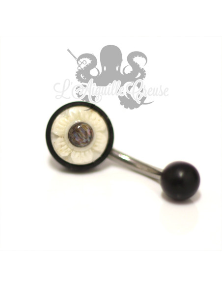 Bijou de nombril en Bois, Os et Abalone