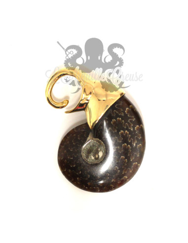 Paire de poids en bronze et Ammonite