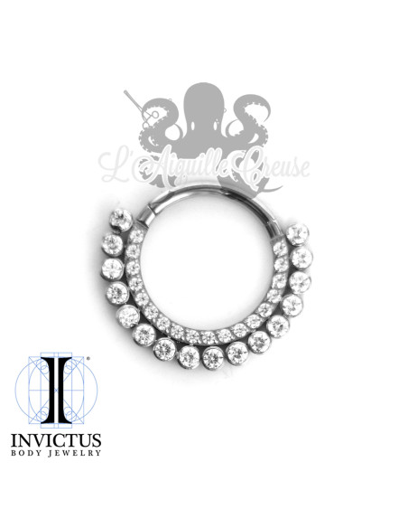 Anneau segmenté en titane & zircons premiums Invictus, ouverture facile