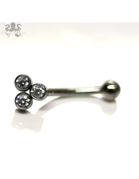 Banane ornée de 3 zircons, en titane
