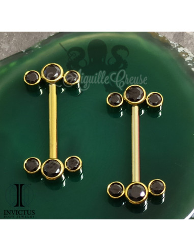 Bijou de téton Invictus en titane & Zircons - Threadless