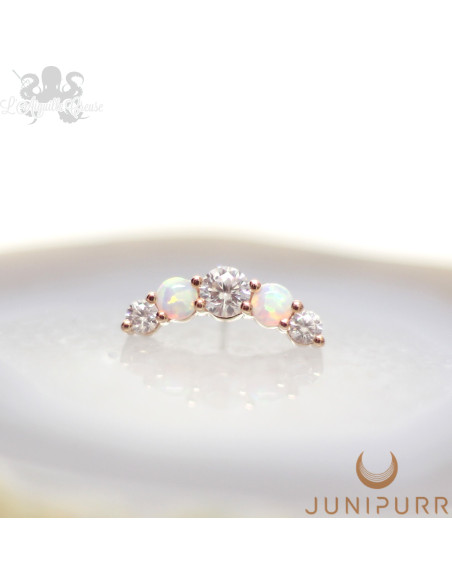 Accessoire en or rose 14 carats, zircons et opales synthétiques, Threadless Junipurr